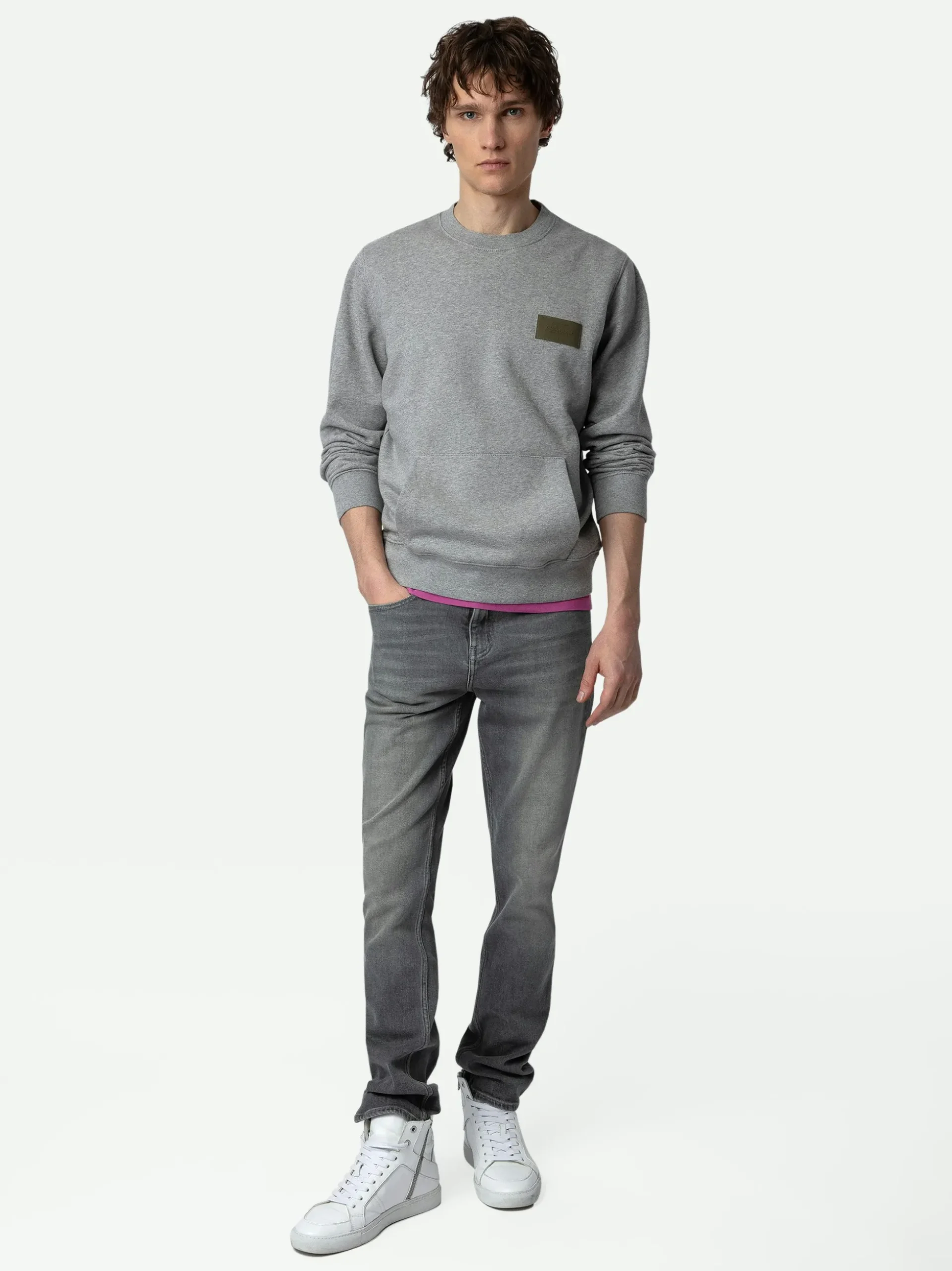 aime_sweatshirt_0.webp Zadig&Voltaire Aime Sweatshirt Gris chine Sale