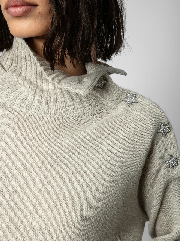 Zadig&Voltaire Alma Jewelled Cashmere Sweater Mastic Best