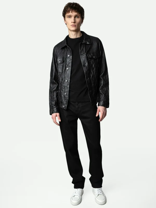 Zadig&Voltaire Base Crinkled Leather Jacket Black Outlet