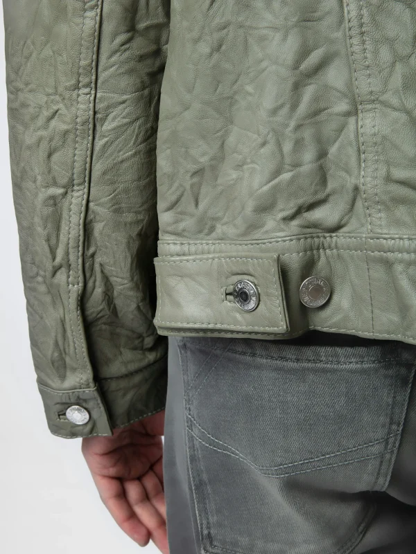 Zadig&Voltaire Base Crinkled Leather Jacket Treillis New