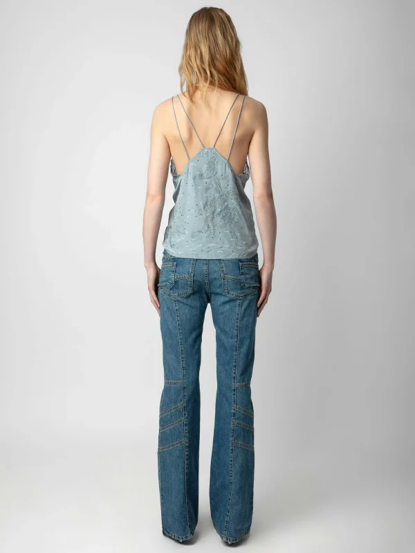 Zadig&Voltaire Capela Diamanté Silk Jacquard Camisole Glacier Outlet