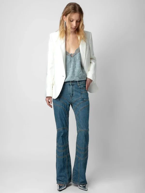 Zadig&Voltaire Capela Diamanté Silk Jacquard Camisole Glacier Outlet