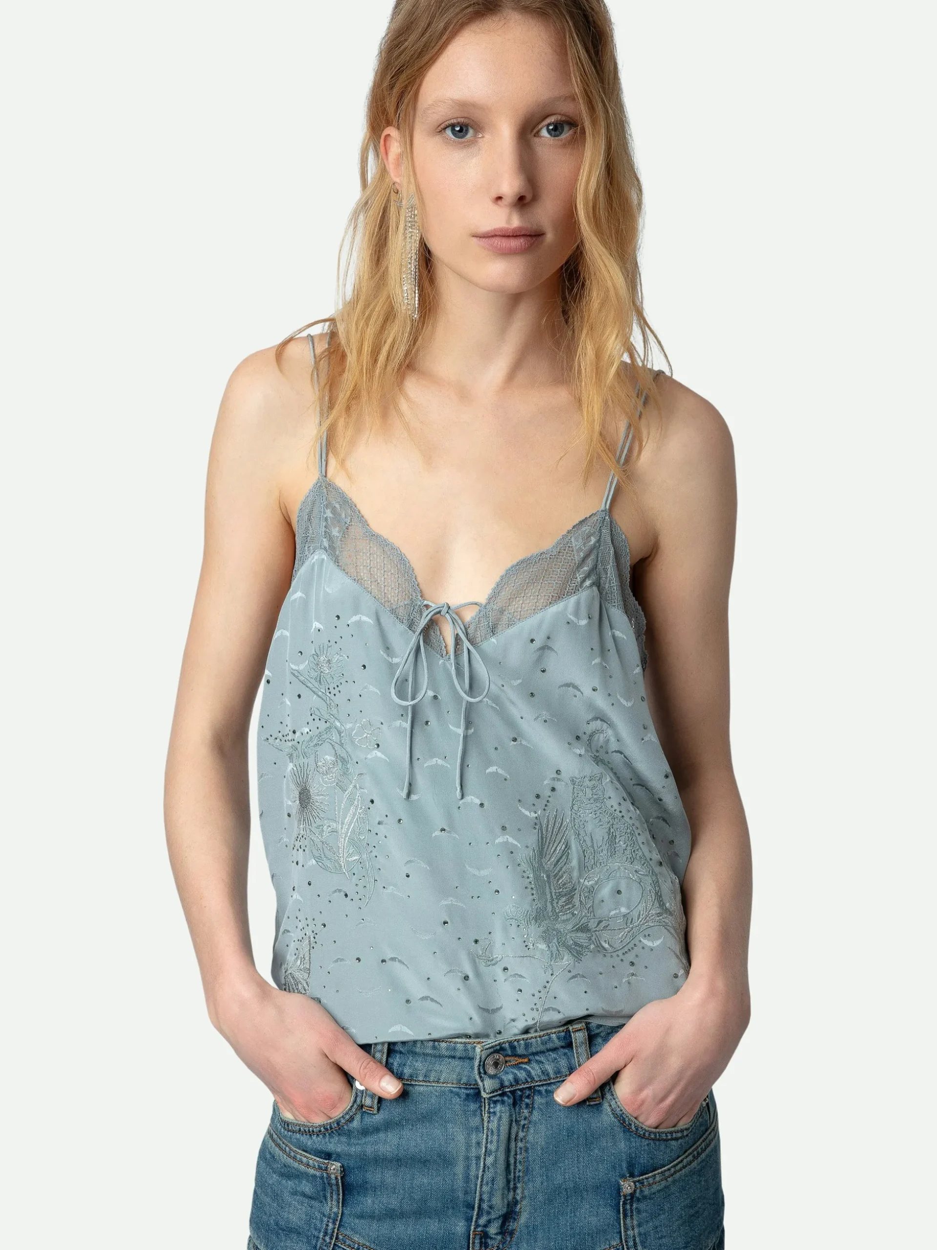capela_diamant_silk_jacquard_camisole_5.webp Zadig&Voltaire Capela Diamanté Silk Jacquard Camisole Glacier Outlet