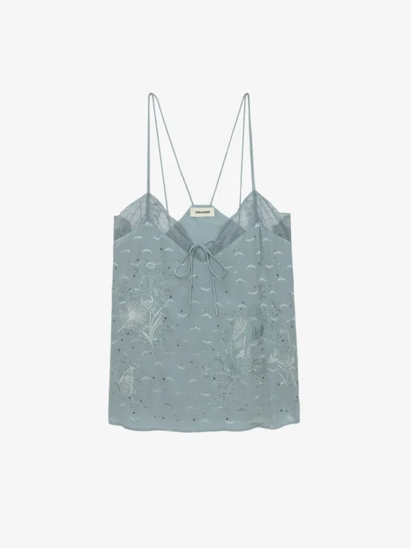 Zadig&Voltaire Capela Diamanté Silk Jacquard Camisole Glacier Outlet