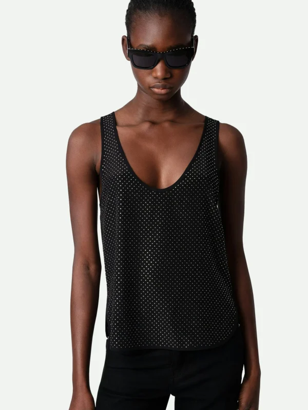 Zadig&Voltaire Carys Diamanté Silk Top Black Clearance