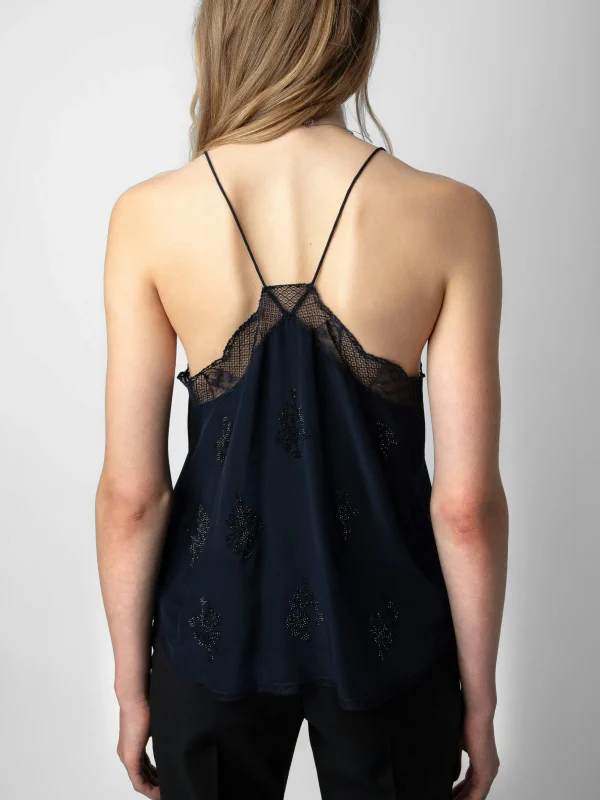 Zadig&Voltaire Christy Diamanté Silk Camisole Encre Store