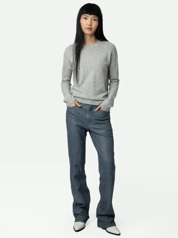 Zadig&Voltaire Cici Patch Cashmere Sweater Gris chine clair Cheap