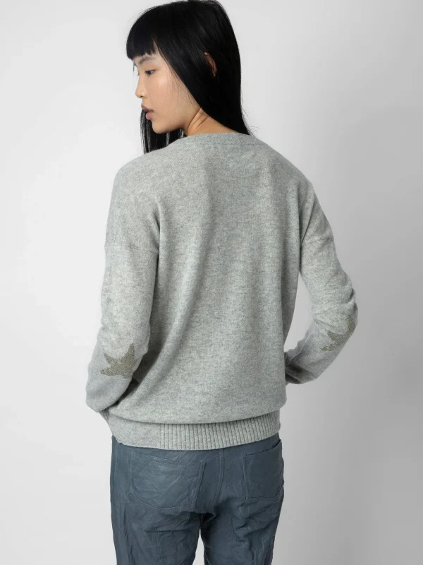 Zadig&Voltaire Cici Patch Cashmere Sweater Gris chine clair Cheap