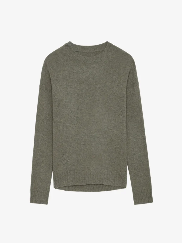 Zadig&Voltaire Cici Patch Cashmere Sweater Kaki clair New