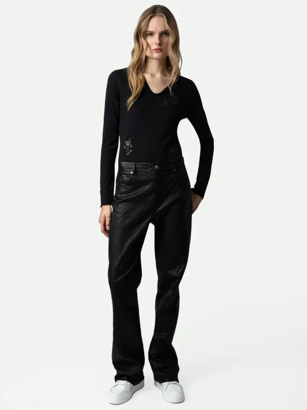 Zadig&Voltaire Diamanté Henley Top Black Store