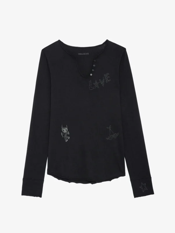 Zadig&Voltaire Diamanté Henley Top Black Store