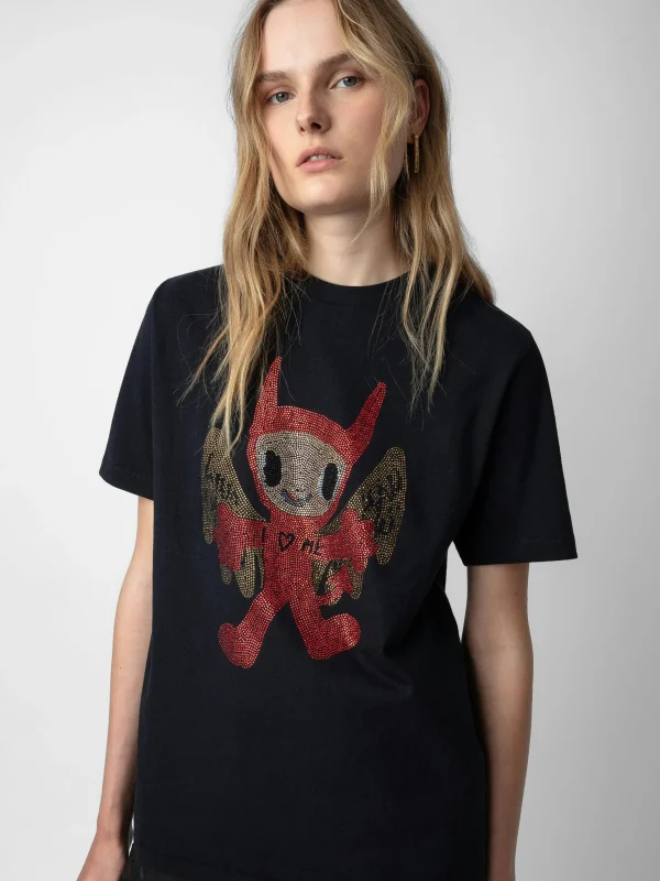 Zadig&Voltaire Edwin Devil Diamanté T-shirt Black Best