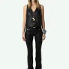 Zadig&Voltaire Emilie Crinkled Leather Vest Black Clearance