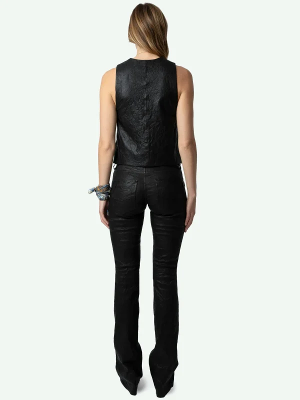 Zadig&Voltaire Emilie Crinkled Leather Vest Black Clearance