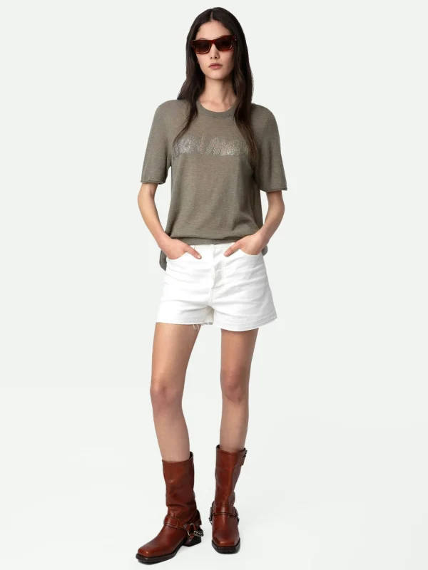 Zadig&Voltaire Ida Mon Amour Diamanté Cashmere Sweater Kaki clair Store