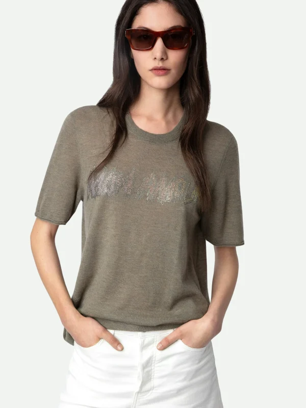 Zadig&Voltaire Ida Mon Amour Diamanté Cashmere Sweater Kaki clair Store