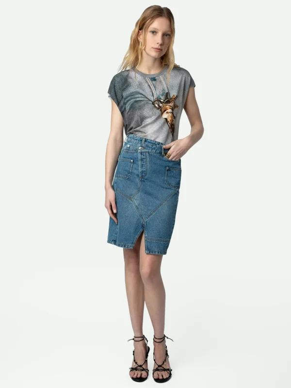 Zadig&Voltaire Jinko Denim Skirt Light blue Clearance