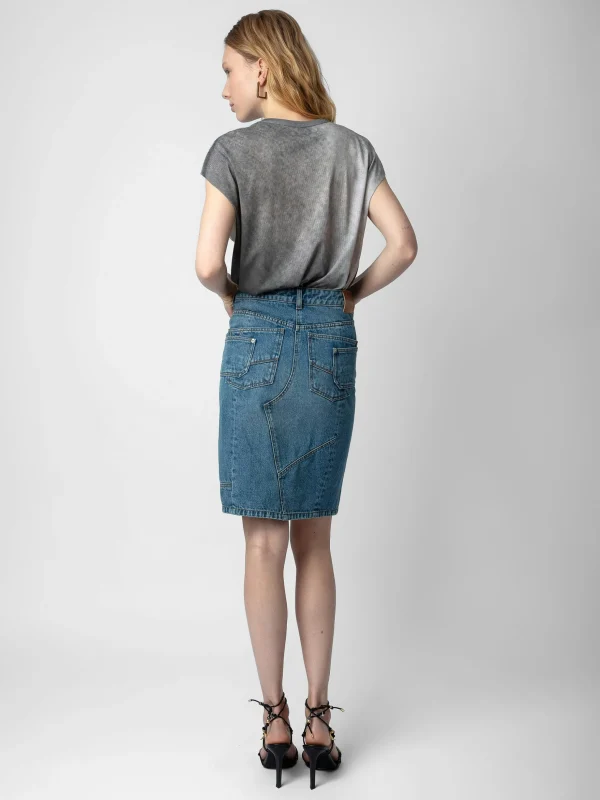 Zadig&Voltaire Jinko Denim Skirt Light blue Clearance