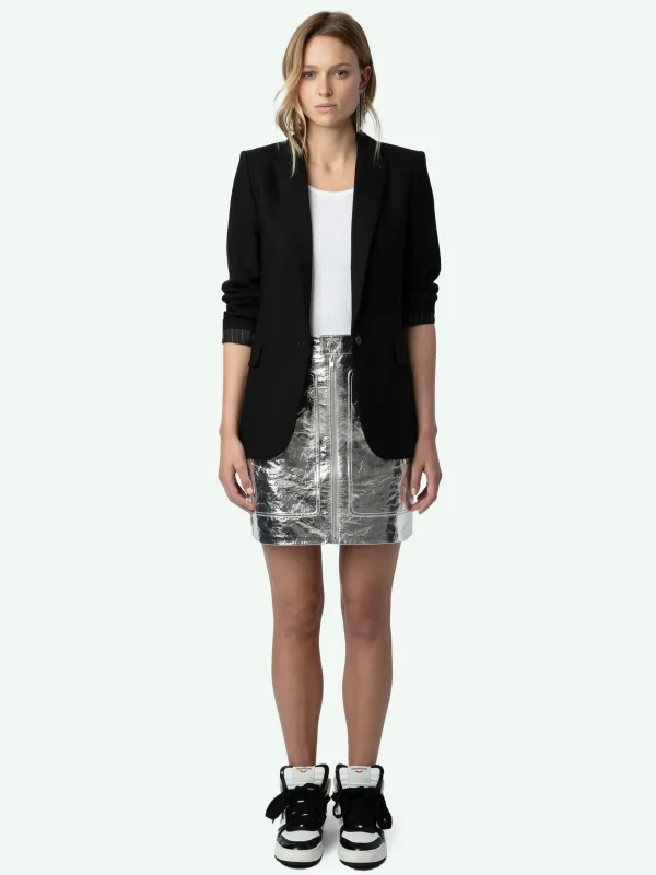 Zadig&Voltaire John Leather Skirt Silver Flash Sale