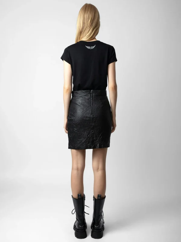 Zadig&Voltaire Julipe Crinkled Leather Skirt Black Discount