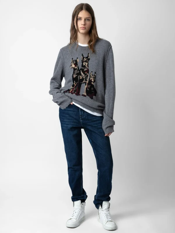 Zadig&Voltaire Kennedy Cashmere Sweater Gris moyen Outlet