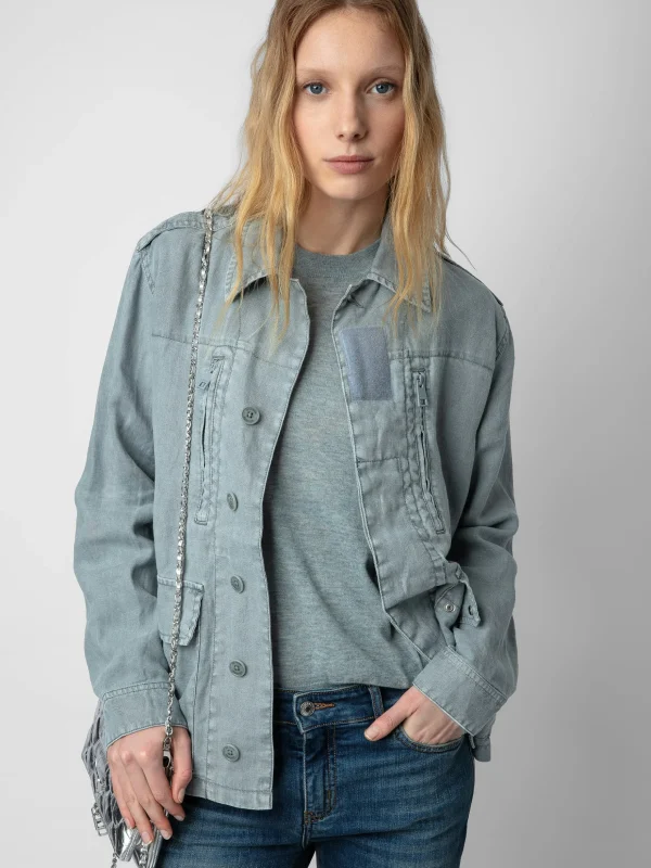 Zadig&Voltaire Kid Linen Jacket Glacier Hot