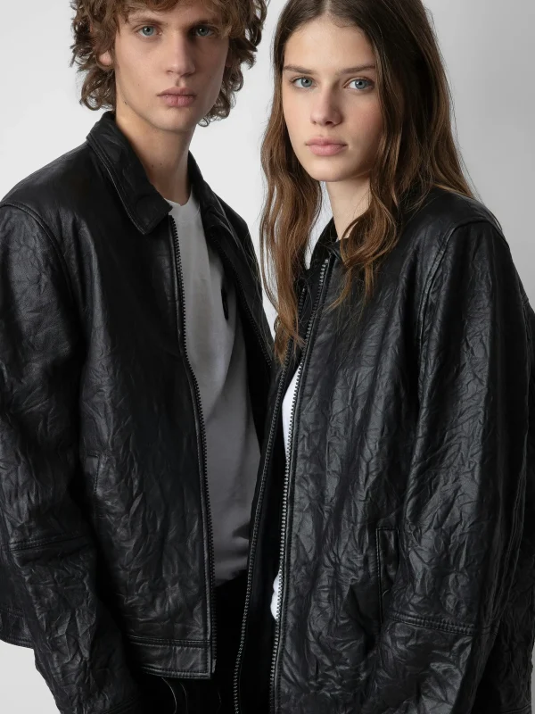 Zadig&Voltaire Lasso Crinkled Leather Jacket Black Shop