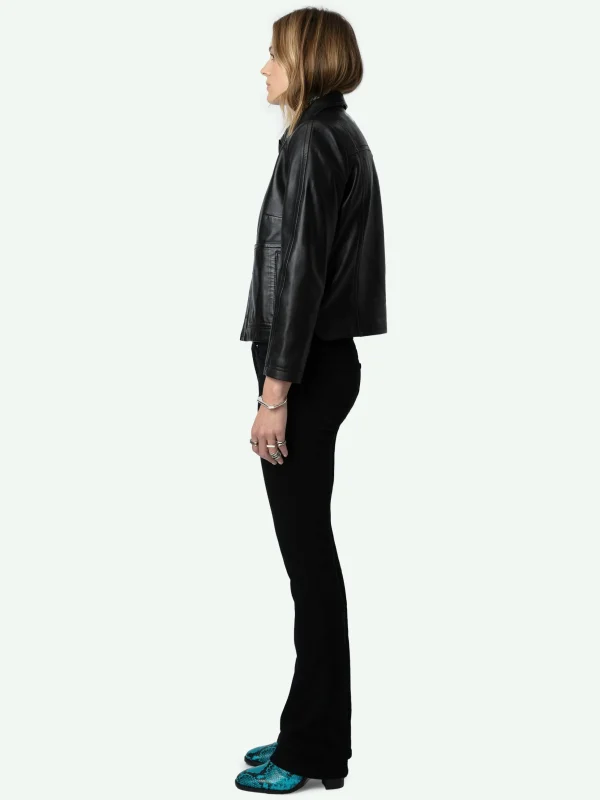 Zadig&Voltaire Litchi Leather Jacket Black Fashion