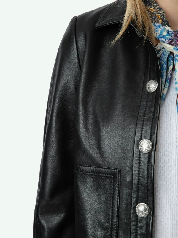 Zadig&Voltaire Litchi Leather Jacket Black Fashion