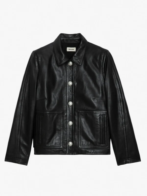Zadig&Voltaire Litchi Leather Jacket Black Fashion