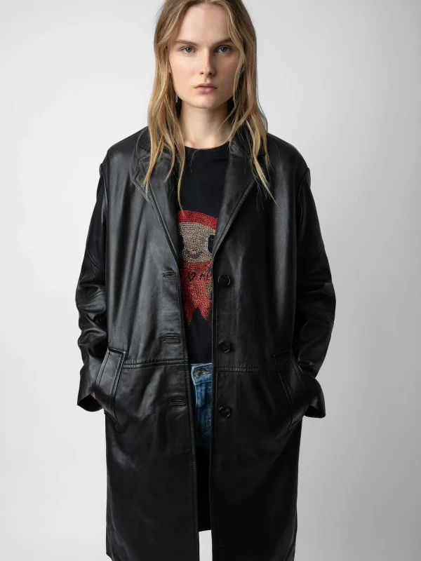 Zadig&Voltaire Macari Leather Coat Black Store