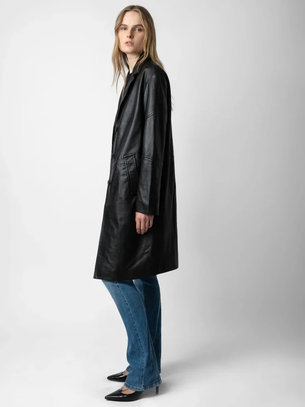 Zadig&Voltaire Macari Leather Coat Black Store
