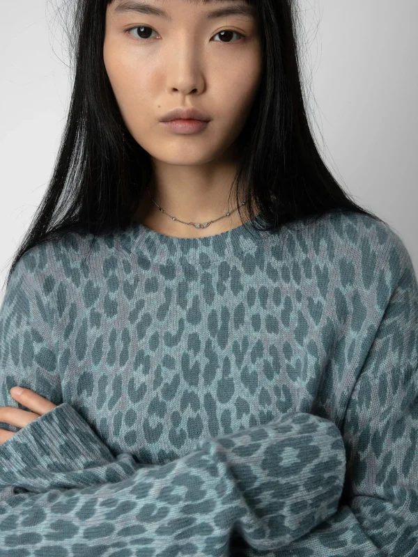 Zadig&Voltaire Markus Leopard Cashmere Sweater Nuage Sale