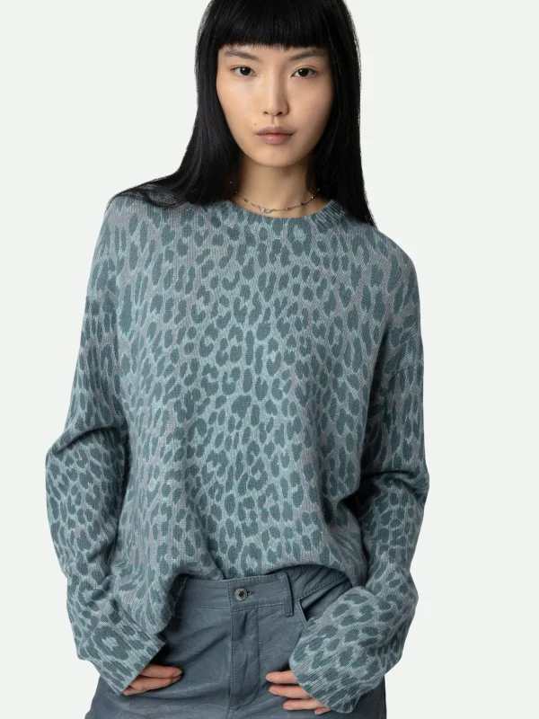 Zadig&Voltaire Markus Leopard Cashmere Sweater Nuage Sale