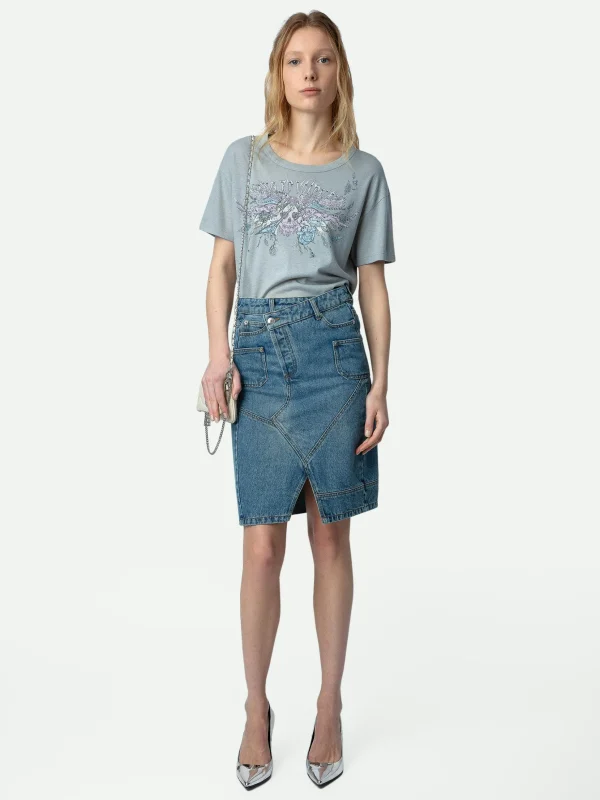Zadig&Voltaire Marta Concert Diamanté T-shirt Oyster Outlet