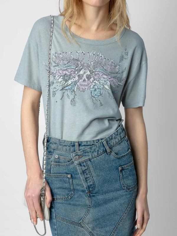 Zadig&Voltaire Marta Concert Diamanté T-shirt Oyster Outlet