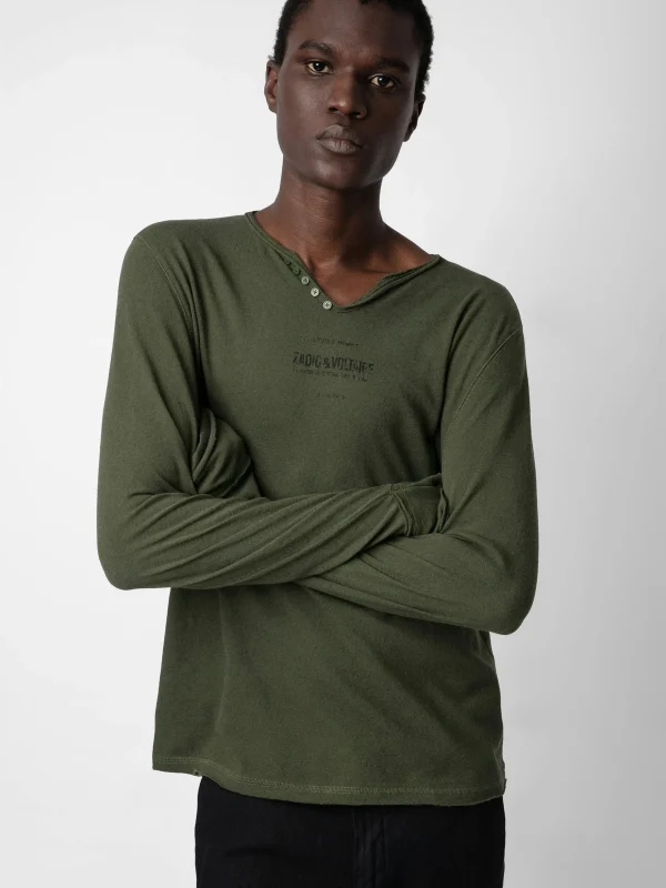 Zadig&Voltaire Monastir Henley T-shirt Used kaki Cheap