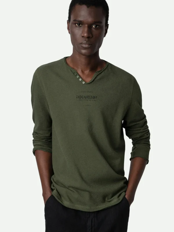 Zadig&Voltaire Monastir Henley T-shirt Used kaki Cheap