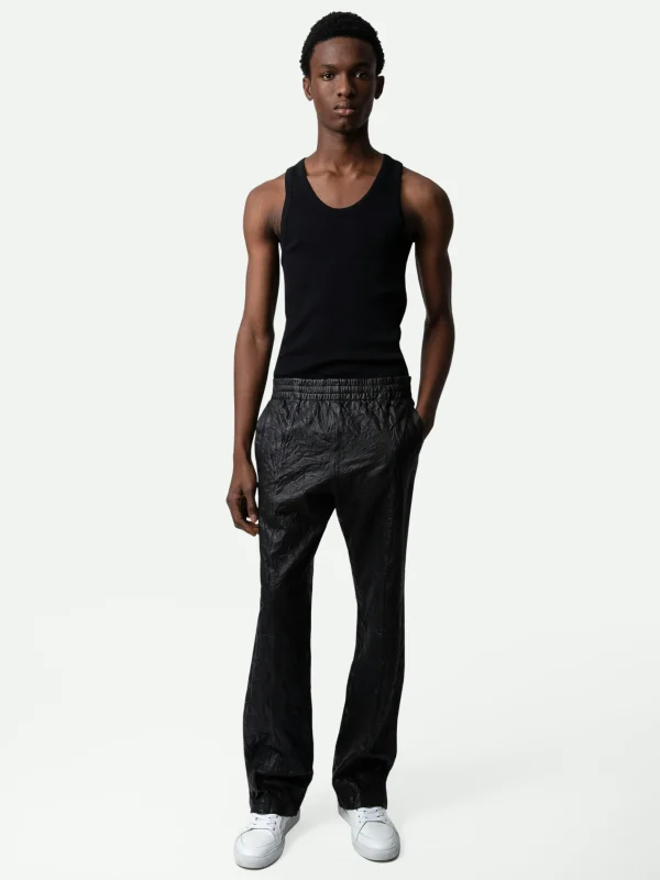 Zadig&Voltaire Pacha Crinkled Leather Pants Black Fashion