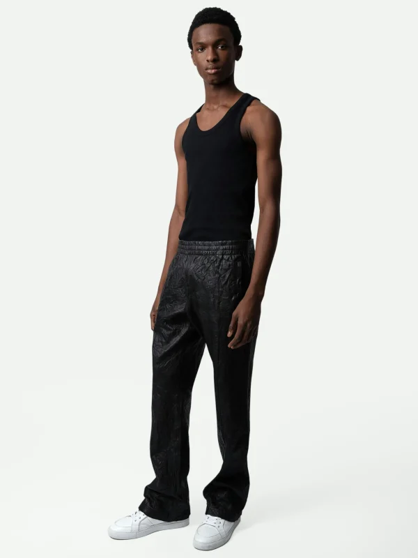 Zadig&Voltaire Pacha Crinkled Leather Pants Black Fashion