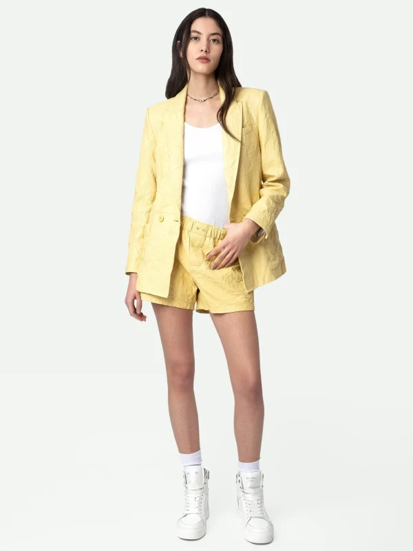 Zadig&Voltaire Pax Crinkled Leather Shorts Shea Clearance