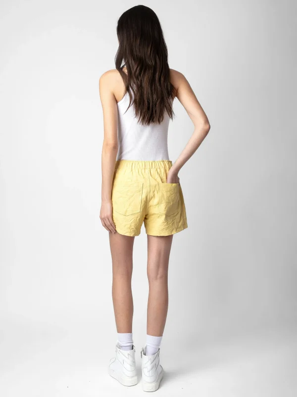Zadig&Voltaire Pax Crinkled Leather Shorts Shea Clearance