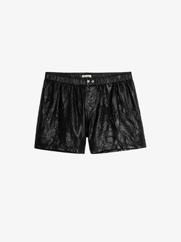 Zadig&Voltaire Pax Crinkled Leather Shorts Black Clearance