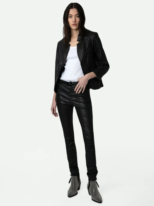 Zadig&Voltaire Phlame Crinkled Leather Pants Black Store
