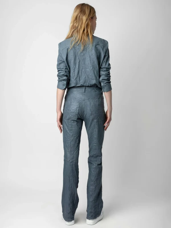 Zadig&Voltaire Pistol Crinkled Leather Pants Light blue New