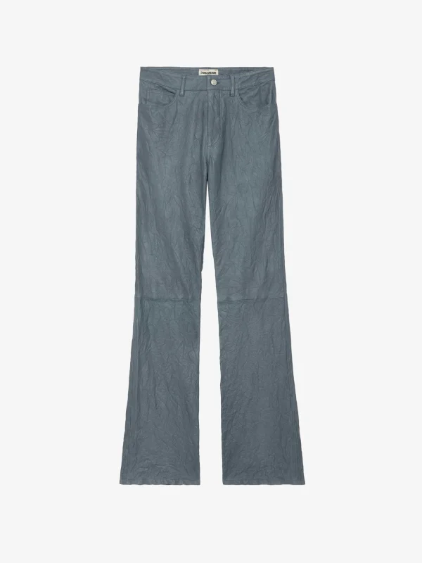 Zadig&Voltaire Pistol Crinkled Leather Pants Light blue New