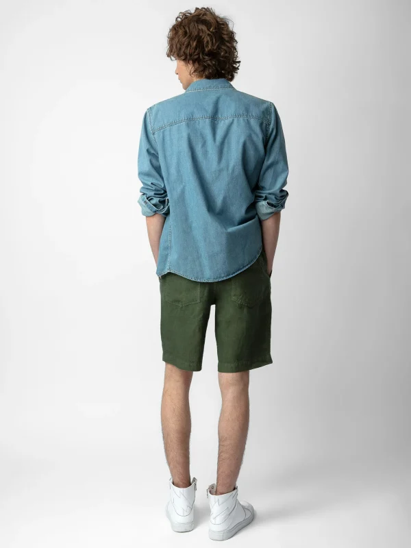 Zadig&Voltaire Pixel Linen Bermuda Shorts Used kaki Online