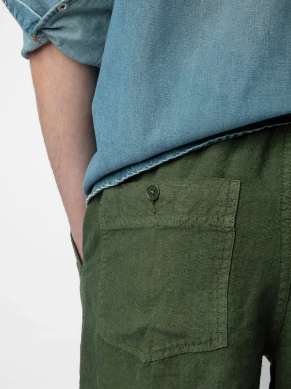 Zadig&Voltaire Pixel Linen Bermuda Shorts Used kaki Online