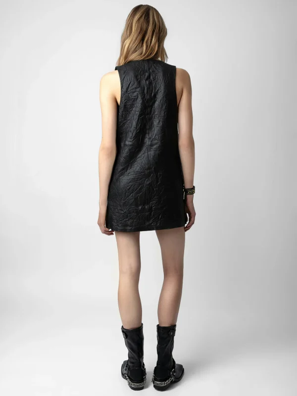 Zadig&Voltaire Rasha Crinkled Leather Dress Black Discount