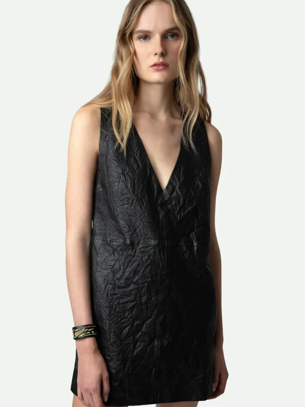 Zadig&Voltaire Rasha Crinkled Leather Dress Black Discount
